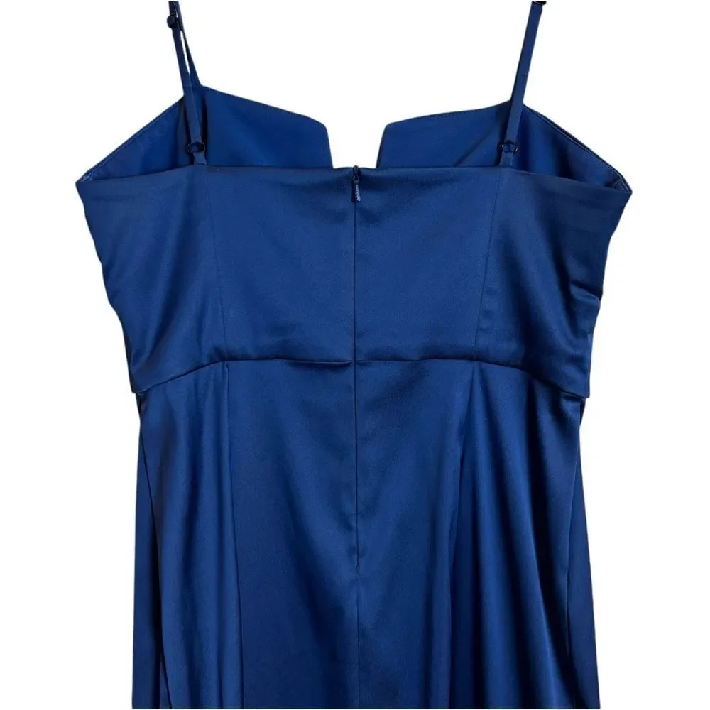 Donna Ricco New York Royal Blue Satin Knee Length Cocktail Dress Size 4P